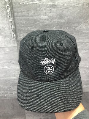 STUSSY STOCK LOCK WOOL STRAPBACK CAP CHARCOAL | eBay