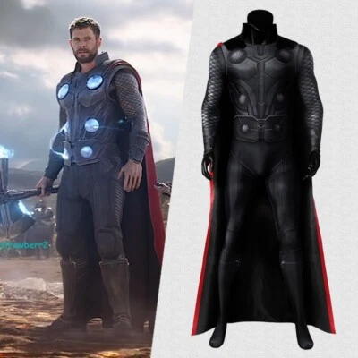 Avengers:Infinity War Thor Odinson Cosplay Costume Outfit Jumpsuit+Cloak Suit - Image 1 of 4