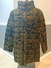 New Etro Black Velvet Goose Down Puffer Jacket Gold Paisley