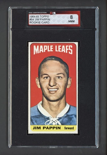 1964-65 TOPPS #64 JIM PAPPIN ROOKIE CARD KSA 8 NEAR MINT-MINT