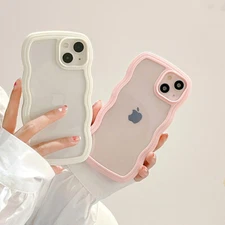 Cute Candy Wavy Edge Phone Case For iPhone 17 16 15 14 Pro Max Clear Soft Cover