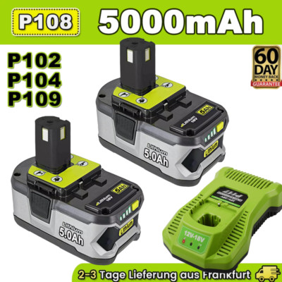 2X 18V 9,0Ah Akku für Ryobi P108 Lithium ONE Plus Akku 18 V RB18L50 / Ladegerät