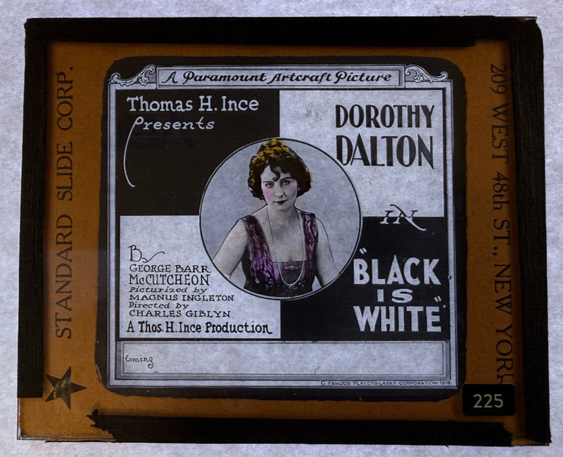 MAGIC LANTERN SLIDE MOVIE BLACK IS WHITE DOROTHY DALTON PARAMOUNT 1920 RARE