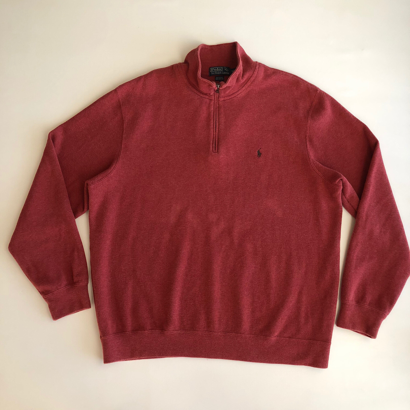 Polo Ralph Lauren Mens 2XL XXL  Mock Neck Pullover Sweater 1/4 Zip L/S EUC