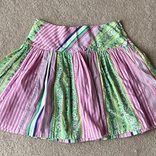 RALPH LAUREN GIRLS COTTON SKIRT, 12, STRIPED AND FLORAL, SIDE ZIP, LIGHTWEIGHT