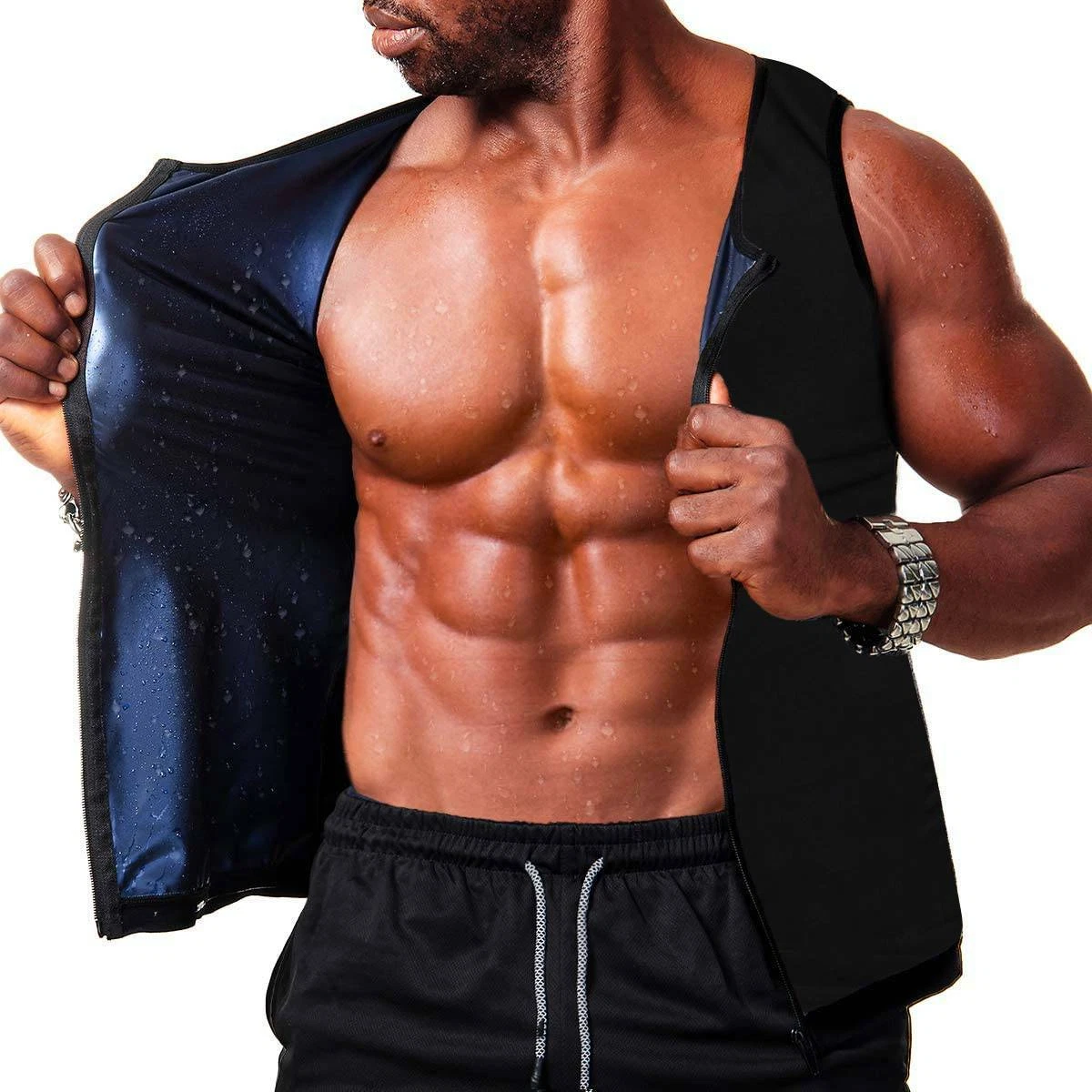 Men Sauna Suit Sweat Vest Tank Top Neoprene T-Shirt Body Shaper