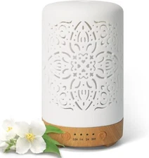Essential Oil DiffuserWhite Ceramic Diffuser 100ml Timer Nightlight