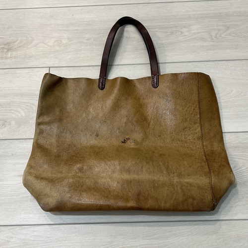 Henry Cuir Barneys NY Shoulder Bag Brown Leather Purse Tote VTG Dogs Stitch 12”