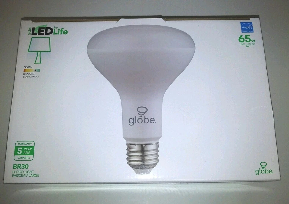Globe Electric Company 8W BR30 Daylight 5000K E26 LED Light Bulb Case of 36 - Image 3 of 4