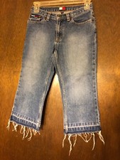 Tommy Hilfiger Vintage 90s Girl's size 12 denim crop pants waist 26" inseam 18"