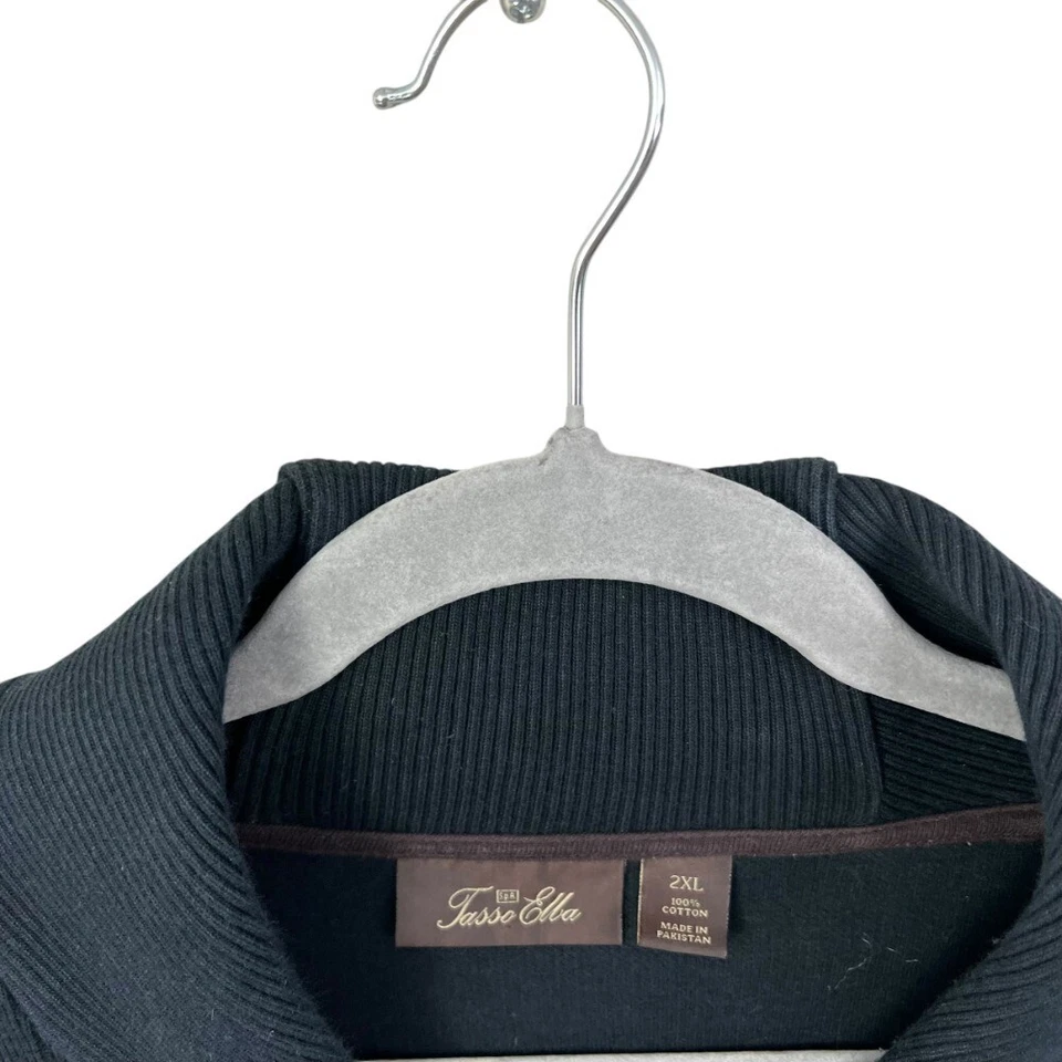 Suéter Suéter Mantón Cuello en V Acanalado Negro Talla 2XL Tasso Elba Para Hombres Foto 3 de 4