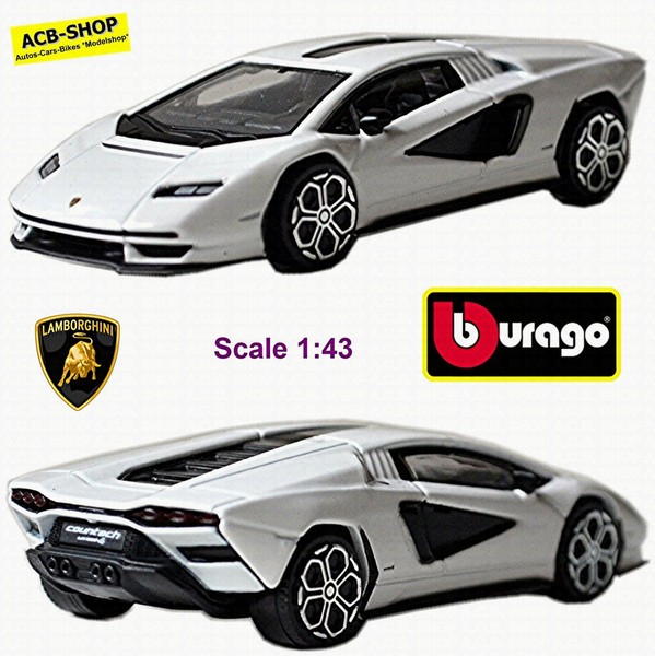Lamborghini Countach Lpi 800-4 Coupe 2022-24 Weiss White 1:43 Bburago-image