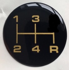 CAR GEAR KNOB STICK SHIFT INSERT BADGE 4 GEARS STANDARD H  BLACK 30mm All Sizes
