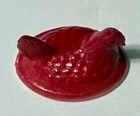 Vtg Westmoreland Mini Red White Glass Hen On A Nest  Salt Cellar/Dip TOP ONLY