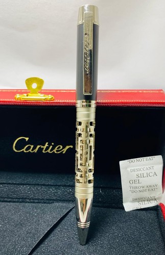 Premium Cartier Crocodile Silver & Black Clip & Silver Body {Blue Ink} Ball Pen - Picture 8 of 8