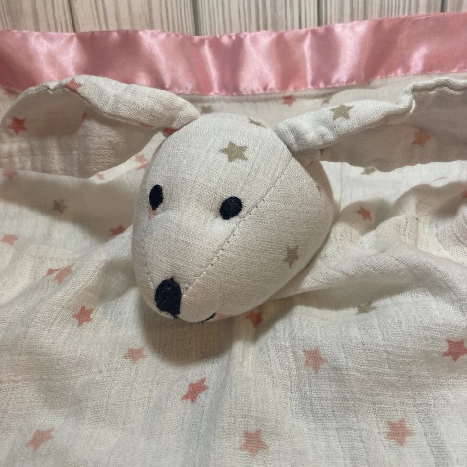 Aden + Anais Bunny Lovey Musy Mate Pink Oh My Stars Security Blanket Muslin A7 - Image 2 of 4