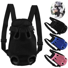 Pet Carrier Backpack Adjustable Front Cat Dog Carrier Fabric Bag Legs Out S-XL