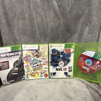 Microsoft Xbox 360 Game Lot Rocksmith 2014 Family Game Night 4 NHL 12 MLB 2K12