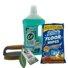 Cif Floor Cleaner Ocean Fresh + Duzzit Floor Wipes & Scrub Brush