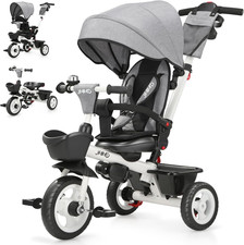 7 in 1 Toddler Tricycle Push Handle 360 Seat Reclining Backrest UV Canopy