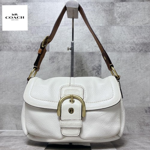 COACH Soho Y2K Leather Off White One Shoulder Bag Rare Authentic