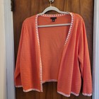 NINA LEONARD Pullover vorne offen pfirsichfarben mit weißem Besatz Größe XL