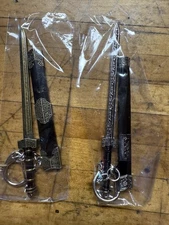 Set Of 2 Miniature Sword And Sheath Keychain  Metal 4.5” NIP