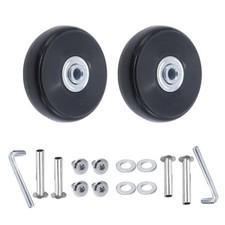 2-Pack Rubber Luggage Wheels Replacement 60x18mm Swivel Caster smooth rolli...