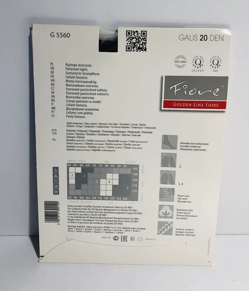 Medias Fiore GALIS 20 Den Negro Estampado Microfibra G5560 Talla 4 Nuevas Foto 2 de 4