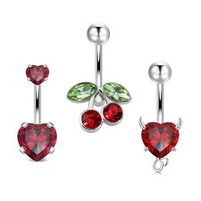 3PCS Cubic Zirconia Navel Rings Set   Stainless Steel Belly Button Rings Butterf
