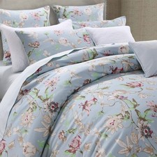 King Size Duvet Cover Set Blue Vintage Botanical Flower Printed Floral Girls ...