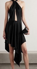 STELLA MCCARTNEY SZ 38 ABITO BLACK ASYMETRIC HALTER DRESS NWT $1790