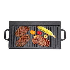 Cast Iron Griddle Hot Plate BBQ Grill Reversible Cooking Hob Steak Barbecue Pans