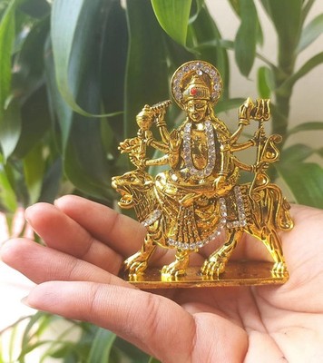 3'' Metal Durga Maa Idol Murti God Stand Statue Car Dashboard Home Temple Gifting