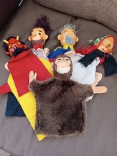 Vintage 5 Handmade Puppets Furry Monkey Steiff Wooden Headed German Dolls