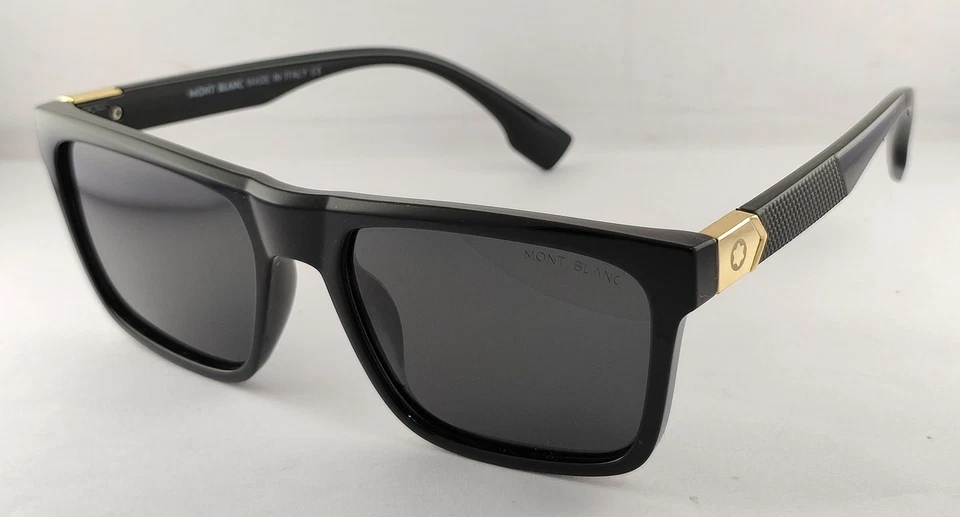 Gafas de sol Montblanc de lujo | Marco de plástico negro | Lentes negras 100 % con protección UV Foto 3 de 4
