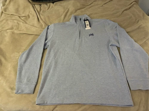 Vineyard Vines Mens Stripe Quarter Zip Blank Salwater White Cap Marlin Shirt L