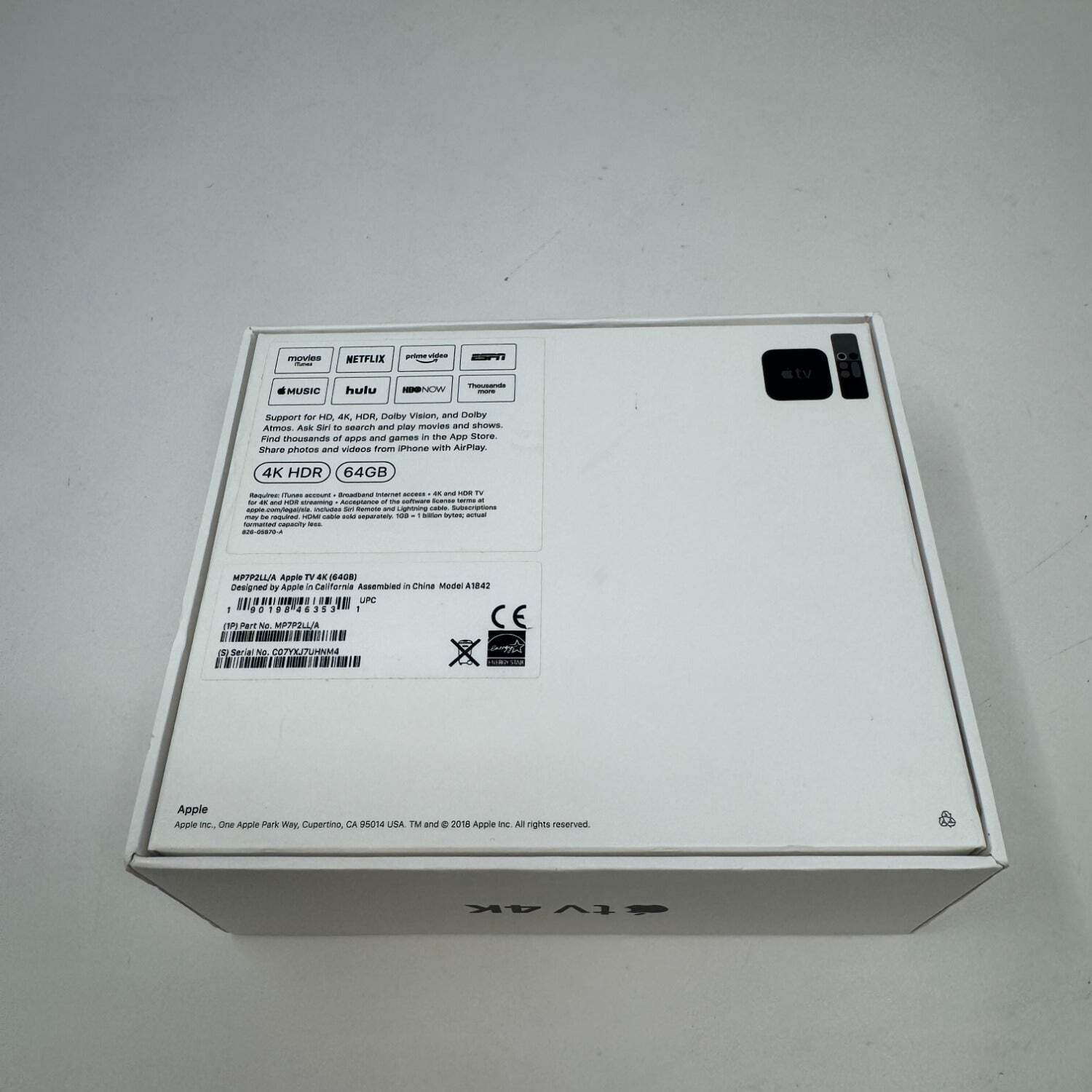 Apple TV 4K 1st Gen 64GB HD Media Streamer MP7P2LL/A Black