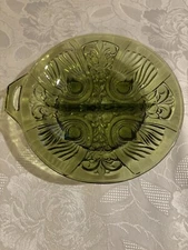 Indiana KILLARNEY Green Glass DIVIDED Candy Relish Tidbit Dish/Plate