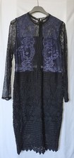 Blue And Black Lace With Crotchet BNw/oT Dress By: Rochelle Hulmes Size 16