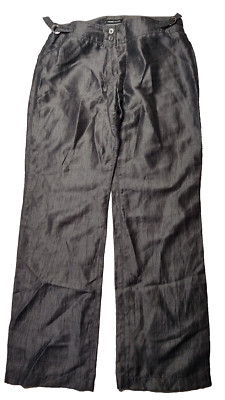 FRANK WALDER SUSANNE Women Size 10 Linen Blend Charcoal Pants EUC