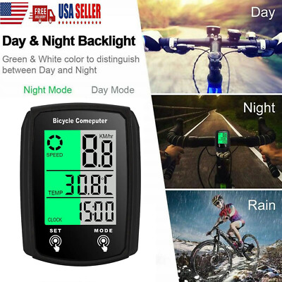 Waterproof Wired LCD Digital Cycle Bike Computer Bicycle Speedometer Odometer US