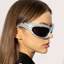 Fashion Oversized Stripe Y2K Sunglasses Men's Women Unique Punk Hip Hop Glasses