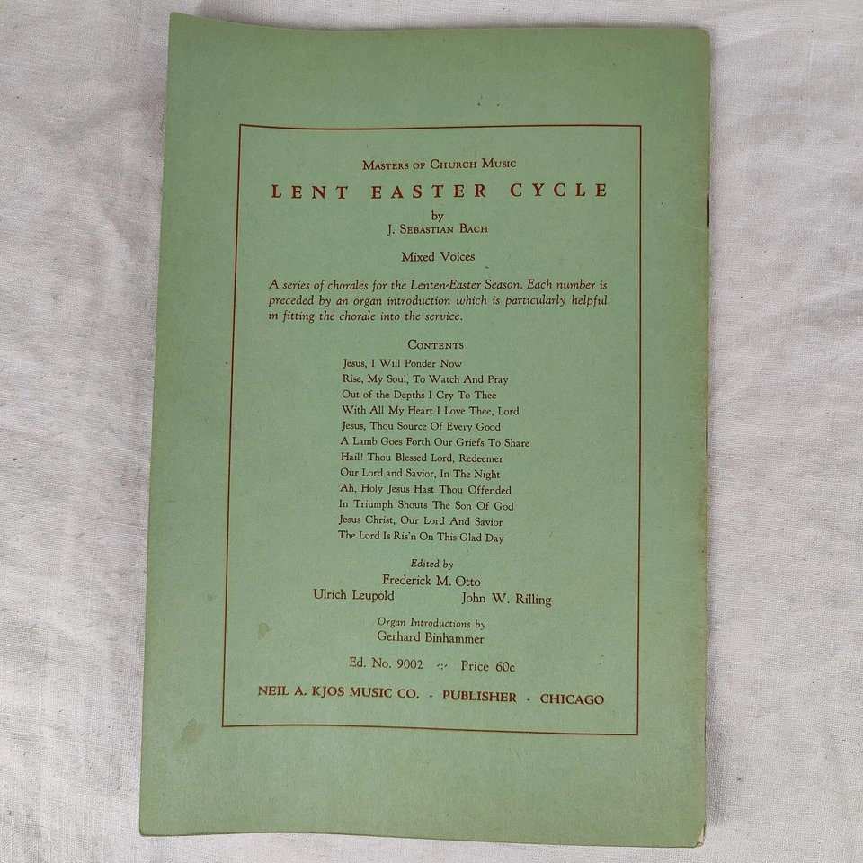 RARE 1941 "Advent Christmas Cycle" J. S. BACH Chorales for the Church Year 9001 - Image 2 of 4