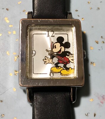 SII Seiko Disney Mickey Mouse black leather watch NEW BATTERY Mickey Mouse Disney Watch SII Marketing by Seiko Mu0107 Flip  main image 3