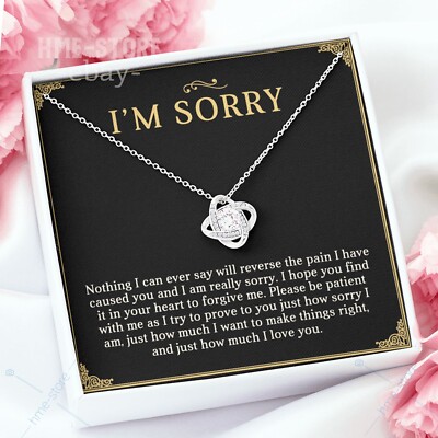 I'm Sorry Necklace Knot Pendant Forgive Me Gift Say Apology Her Wife  Girlfriend