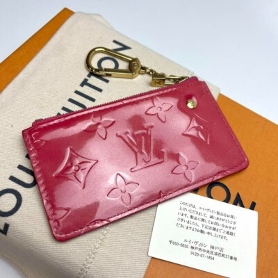 Louis Vuitton Vernis Framboise Key Ring Case Mini Wallet Monogram Compact YK218