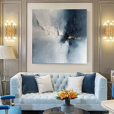 oil painting Abstract on canvas Modern wall decor Black and Gray Hand-painted