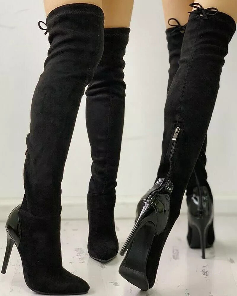 Bottes Femme Genou Haute Confortable Cuissarde Tirer Sur