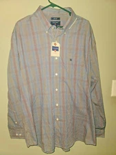 NWT Men's XXL Saddlebred button down long sleeve easy care shirt: plaid print